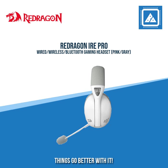 REDRAGON IRE PRO WIRED/WIRELESS/BLUETOOTH GAMING HEADSET (PINK/GRAY) REDRAGON IRE PRO WIRED/WIRELESS/BLUETOOTH GAMING HEADSET (PINK/GRAY)